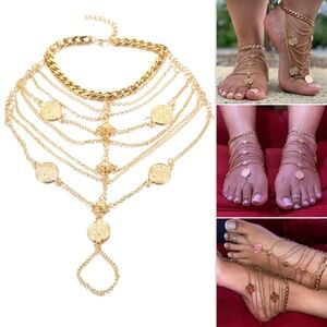 Bohemia Toe Anklet, Coin Anklet, Gold/Silver Toe Anklet, SINGLE NOT A SET